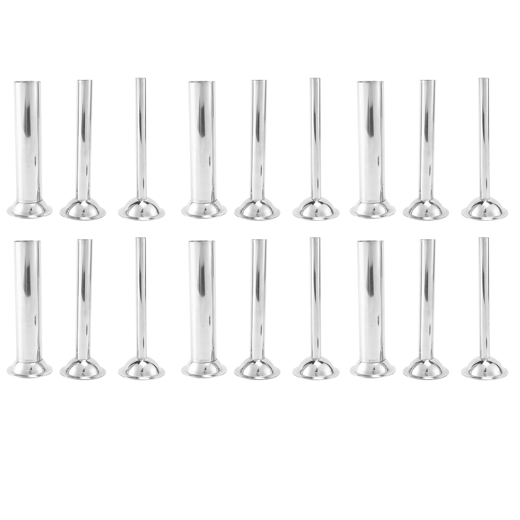 Hndhbfgrt 18Pcs Stainless Steel Sausage Stuffer Filling Tubes Funnels Nozzles Spare Parts Filler Tube, Base Diameter:58mm