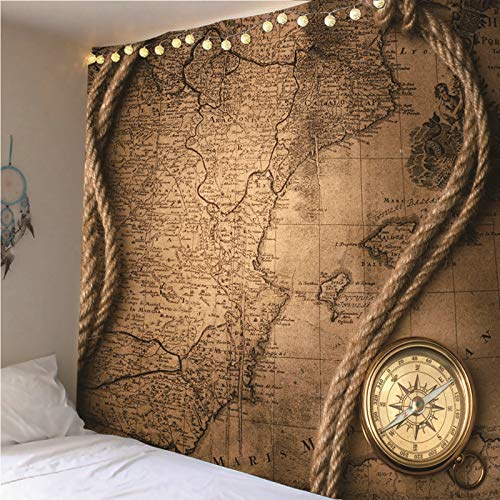 Tapiz de pared KnSam con acabado textil premium de mapa antiguo 3