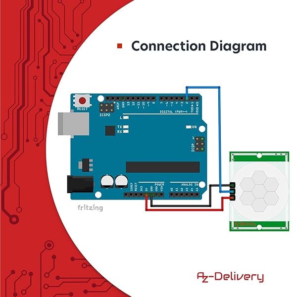 AZDelivery 3 x Sensori di movimento HC SR501 PIR Modulo di rilevazione di movimento compatibile con Arduino incluso un E Book