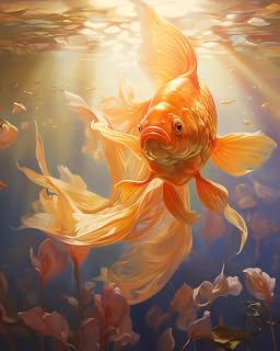 Paint by Number for Adults, Giddy Goldfish goof, Adult Crafts Paint by Numbers for Kids Ages 8-12 Girls, DIY Handmade Gifts 16x20 inch