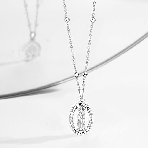 Vista 39 de Collar con colgante de plata de ley 925 con medalla de San Patrón, joyería religiosa para hombres y mujeres, con cadena de acero inoxidable 316L