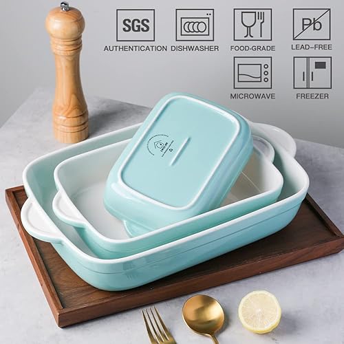 Miniatura 115 de Sweejar Ceramic Baking Dish, Rectangular Small Baking Pan with Double Handles, 20 Oz for Cooking, Brownie, Kitchen, 6.5 x 4.9 x 1.8 Inches(Red)