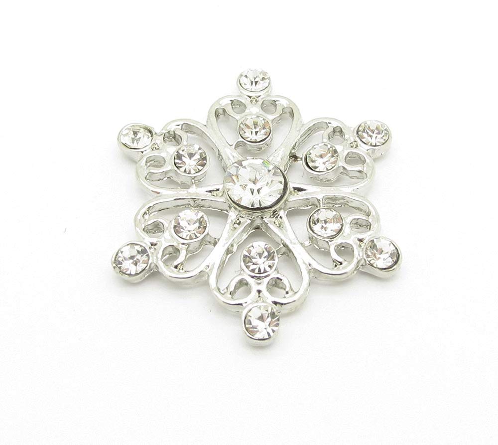 Syntego Silver Filigree Flower Rhinestone Crystal Diamante Embellishment Great For Cards Scrapbooking & Weddings