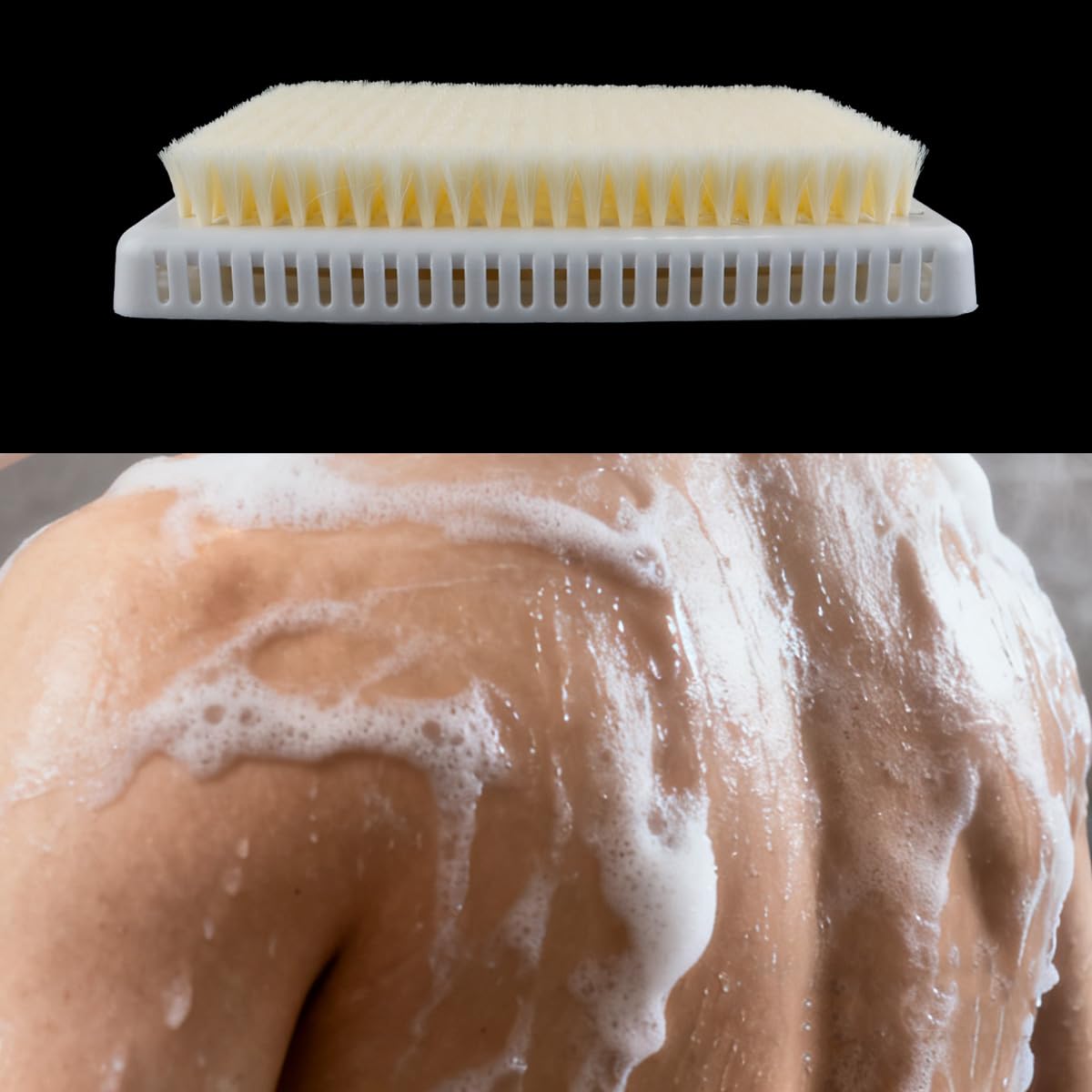 Cepillo exfoliante de pared para espalda, con gancho autoadhesivo, manos libres para ducha y cuerpo de cerdas suaves.