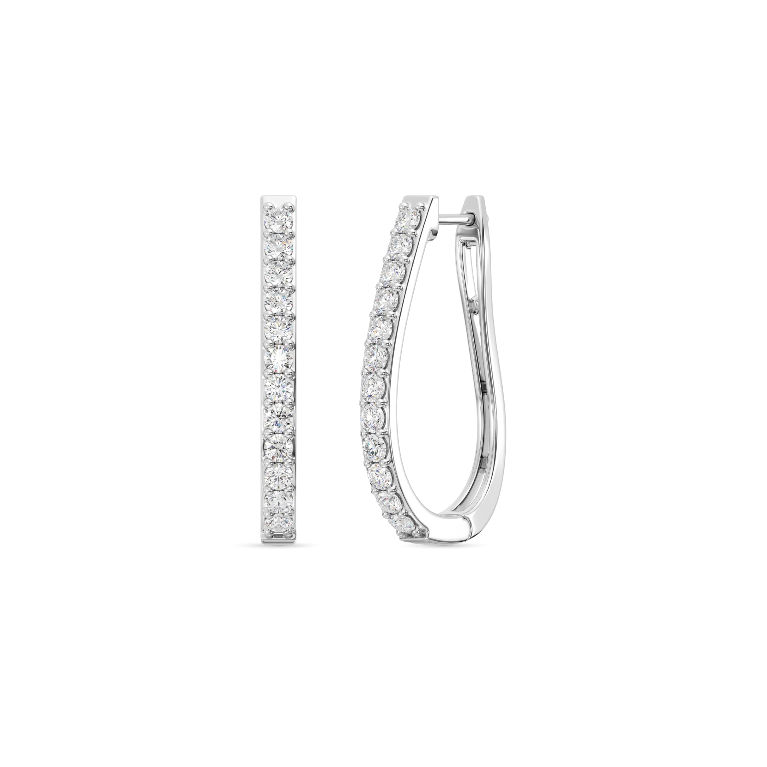 Gilded Lab-Grown Diamond Prong Set Hoop Earrings for Women in 925 Sterling Silver and 14KT Yellow Gold Plated