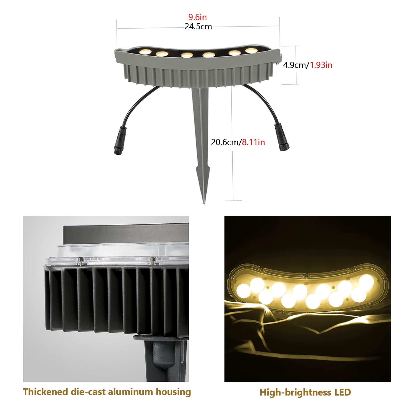 Wodoodporne Lampy Pierścieniowe IP65 Na Zewnątrz, Reflektory Krajobrazowe LED DC24V, Ciepłe Białe Światło 3000K Do Palm, Podwórek I Ogrodów(AC220V/DC24V,4 lights)