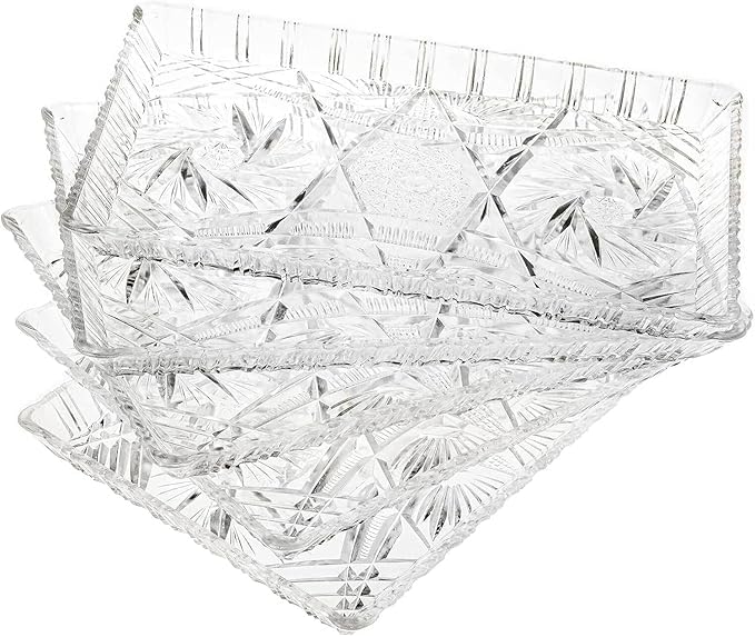 Image of PrimeWorld Plate Set of 2 pcs | Love Shape Bead Rim Decorative 12 inch Crystal Clear Glass Plates | Elegant Serving Plate for Dry Fruits, Sweets, Dinner Parties & Wedding Tableware
