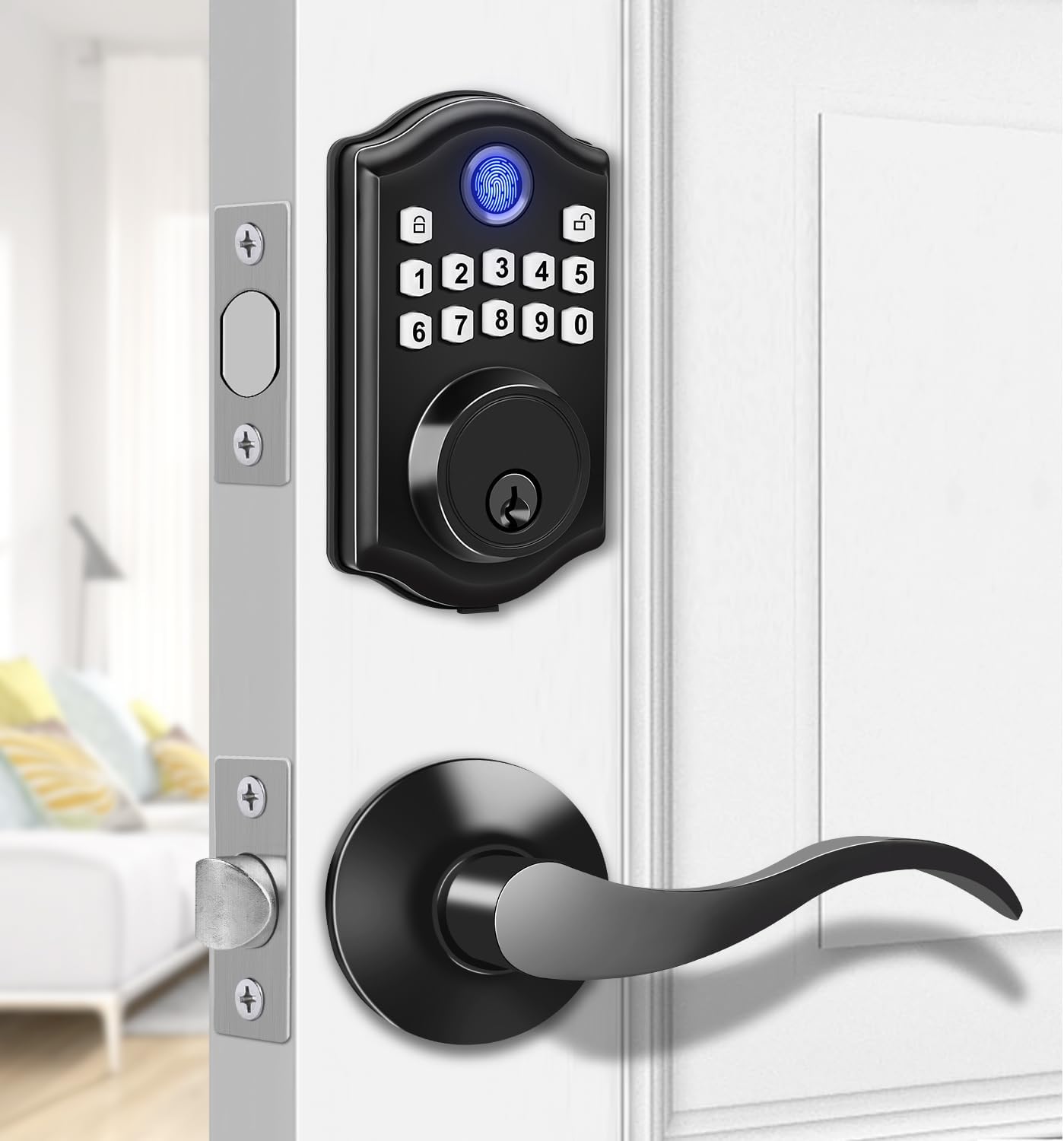 Fingerprint Door Lock, DLJZGC Keyless Entry Door Lock with 2 Lever