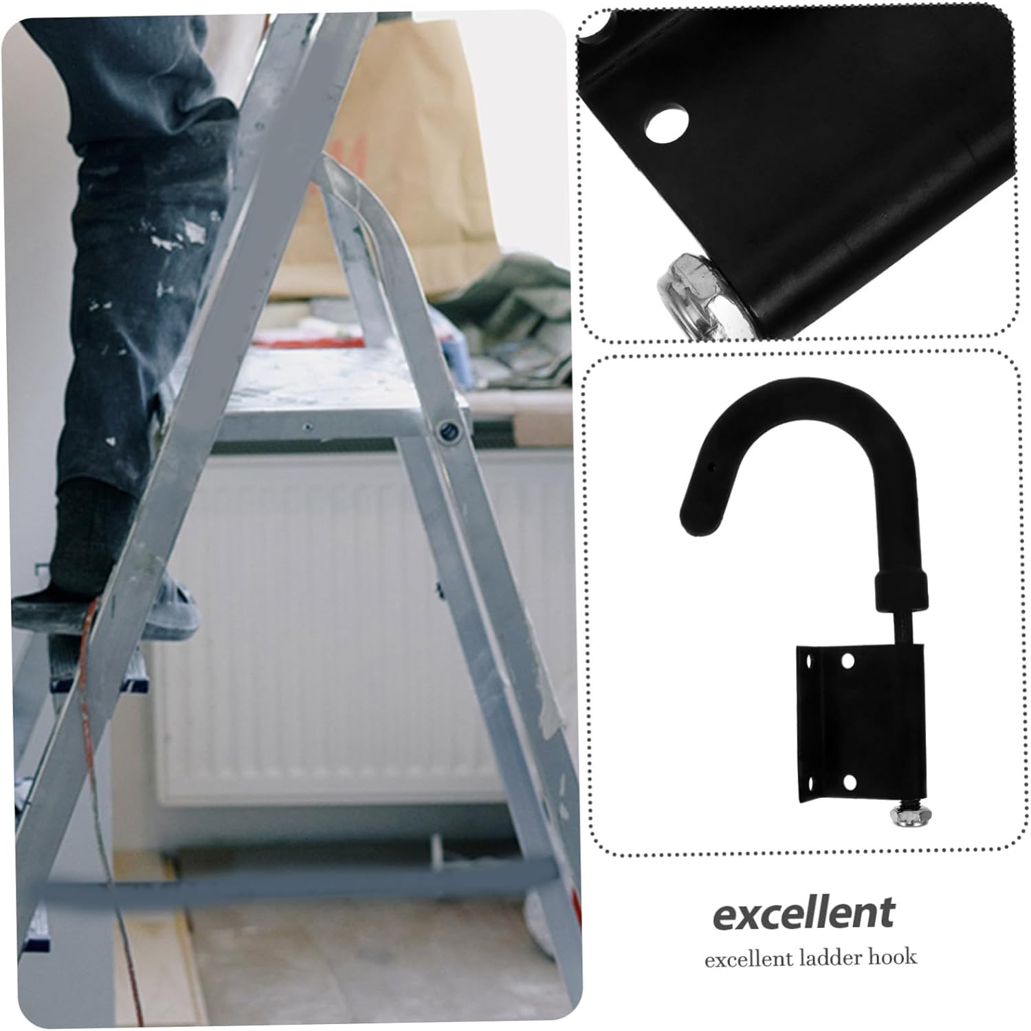 2pcs Heavy Duty Ladder Hooks for Roof and Wall Ladder Stabilizer Accessories Anti-Slip Design for Safe Outdoor Use Compatible with Various Types