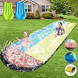 Slip and Slide for Kids Water Slide - 16ft Lawn Water Slides for Kids Backyard with 2 Crash Pad and...
