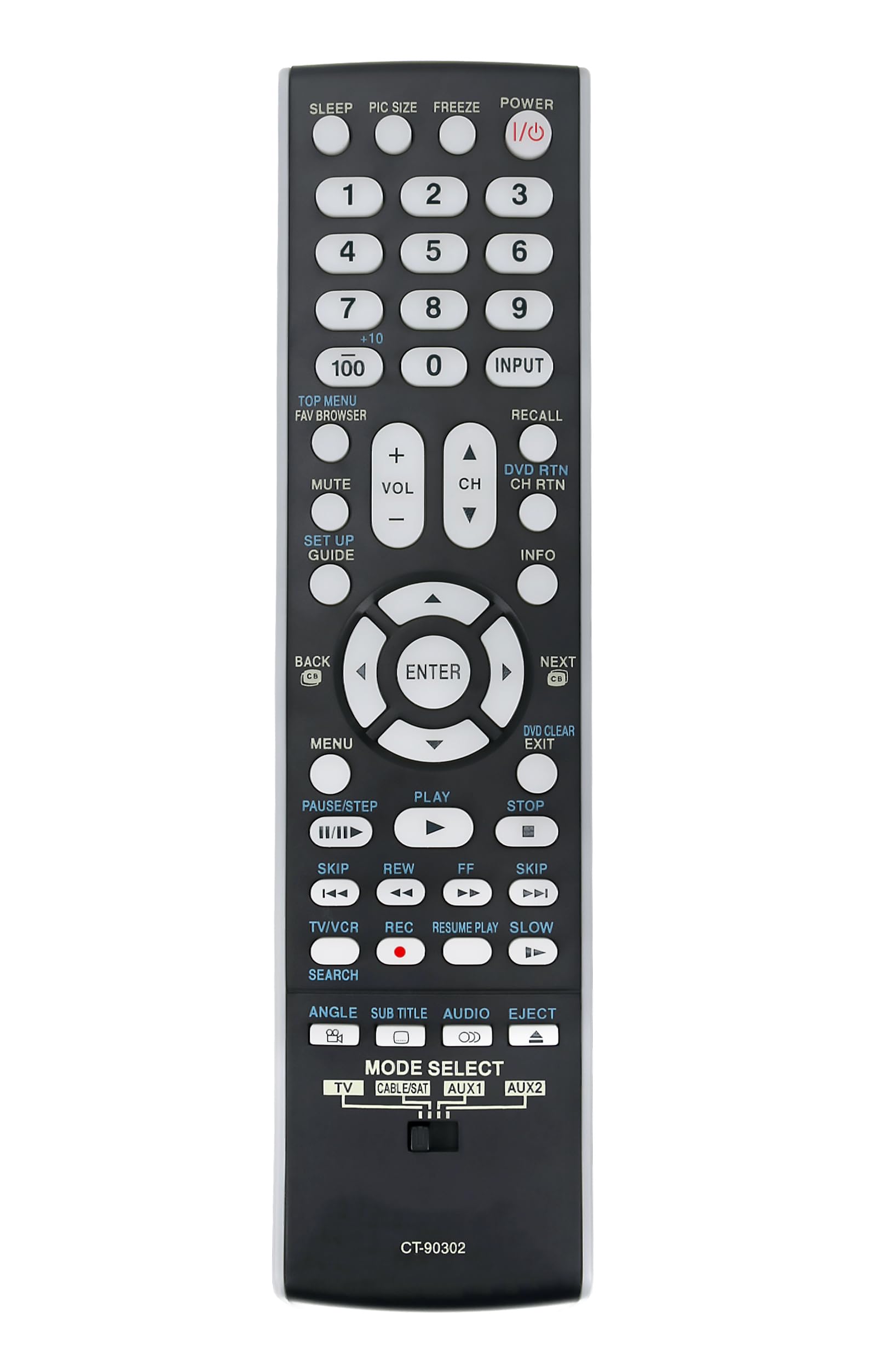CT-90302 Replaced Remote fit for Toshiba TV Sub CT-90275 32CV510U 37CV510U 37RV530U 42RV530U 46RV530U 52RV530U 46XV645U 52XV645U 37RV52R 52XV648U