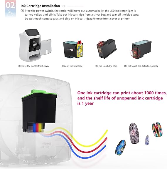 Smart Nail Art Printer Machine Kit,Professional 3D Nail Printing Device with 5'' Touchscreen&APP Control,4800DPI High-Resolution,AI Nail Shape Recognition,10s Fast Printing,UV Curing Inkcartridges