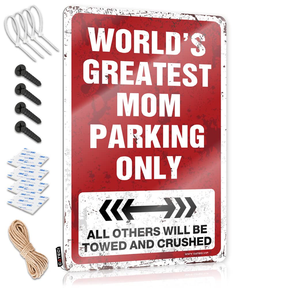 KRAZMURONGD Garage Tin Sign World'S Greatest Mom Parking Only Tin Sign Beer Decor Desk Signs For Office Funny(30X40CM)