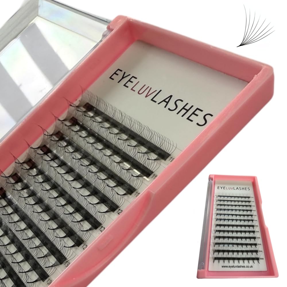 Russian Premade Lashes 8D D Curl 11-14 Mix Length Pre Made Lash Fans Volume Lashes Promade Lash Extensions Pre Made Lash Fans Eyelash Tray (8D 0.07 D Curl 11-14 Mix)