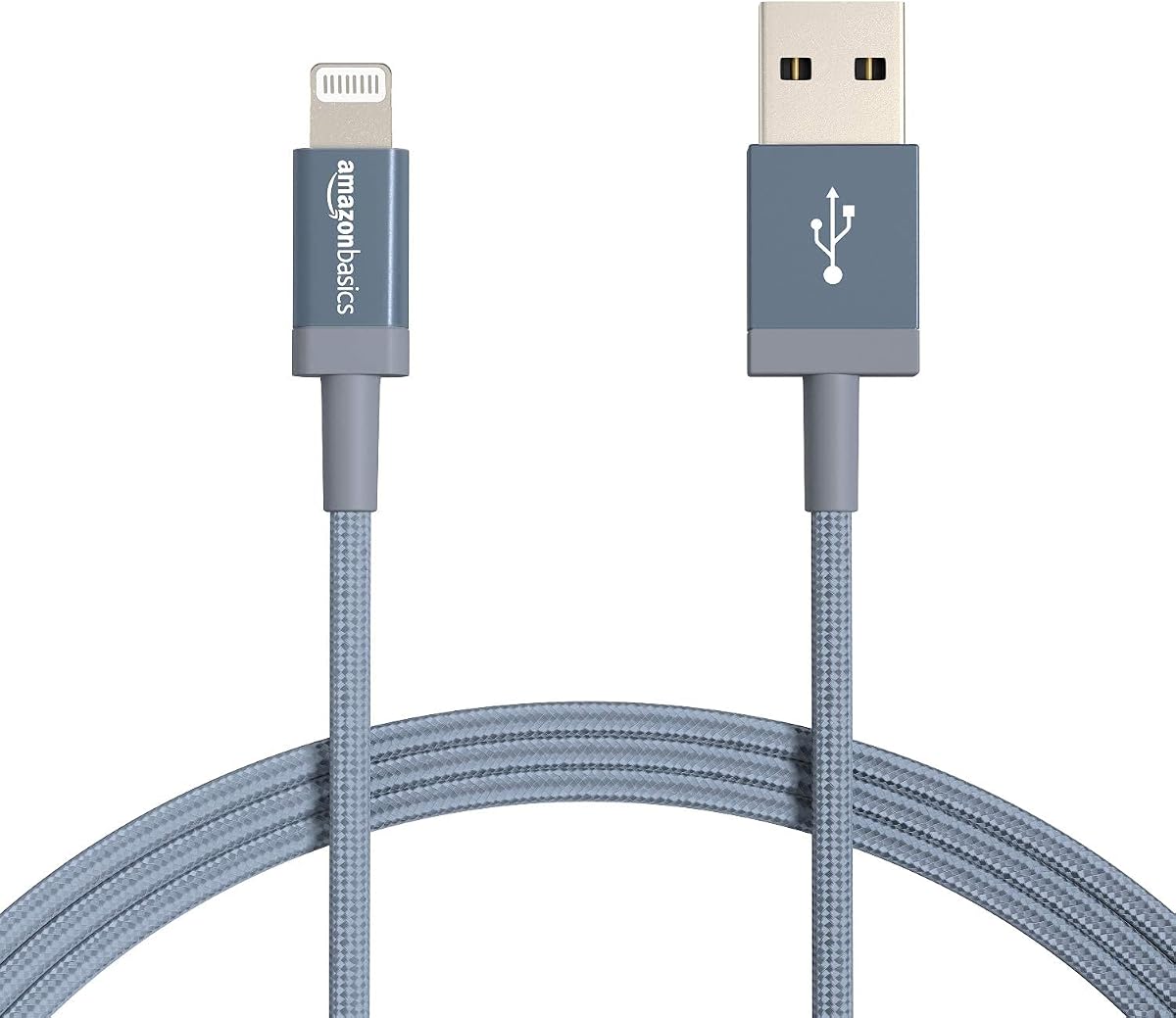 Amazon Basics 2-Pack USB-A to Lightning Cable, Apple MFi Certified, Nylon Braided Cord for iPhone 14 13 12 11 X Xs Pro, Pro Max, Plus, iPad, High Speed Data Sync Charger, 6 Foot, Dark Gray