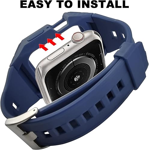 Miniatura 7 de Correa para Apple Watch de 1.772 pulgadas con pulseras, funda protectora completa resistente y correa de muñeca suave para hombres y mujeres, bandas