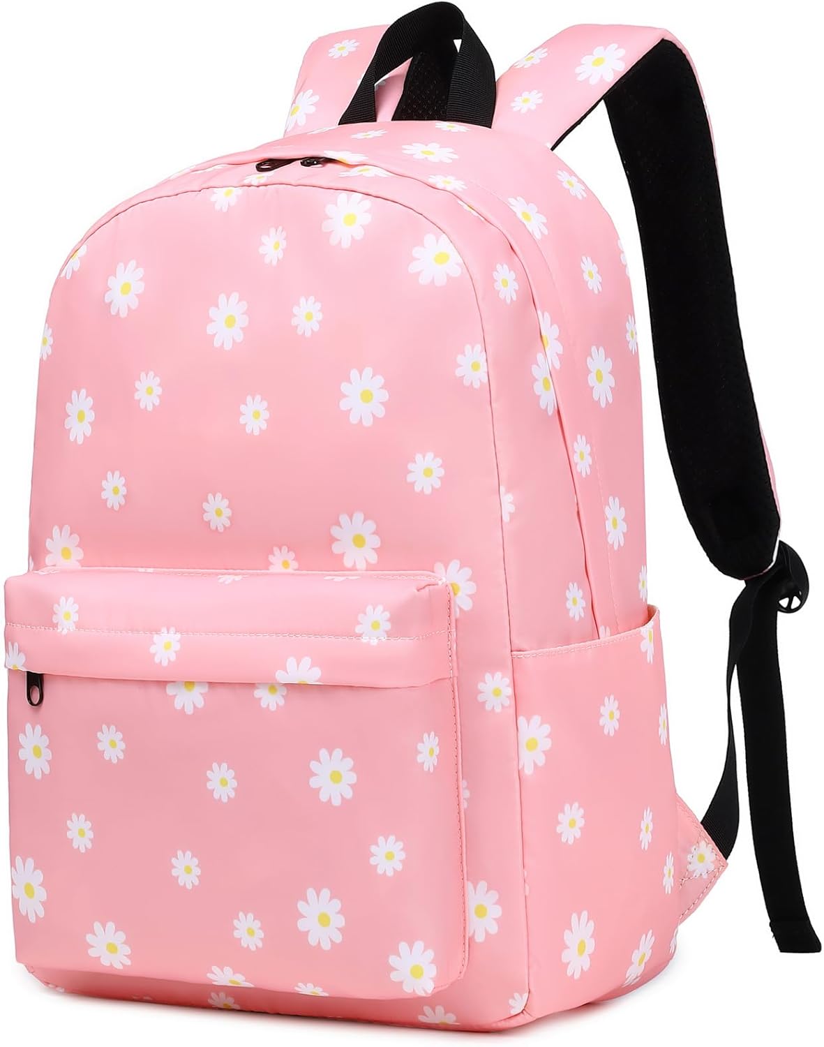 Flowers School Backpack for Teens Girls, Womens College Bookbags Kids School Bags Laptop Backpacks (Pink) Flowers Pink