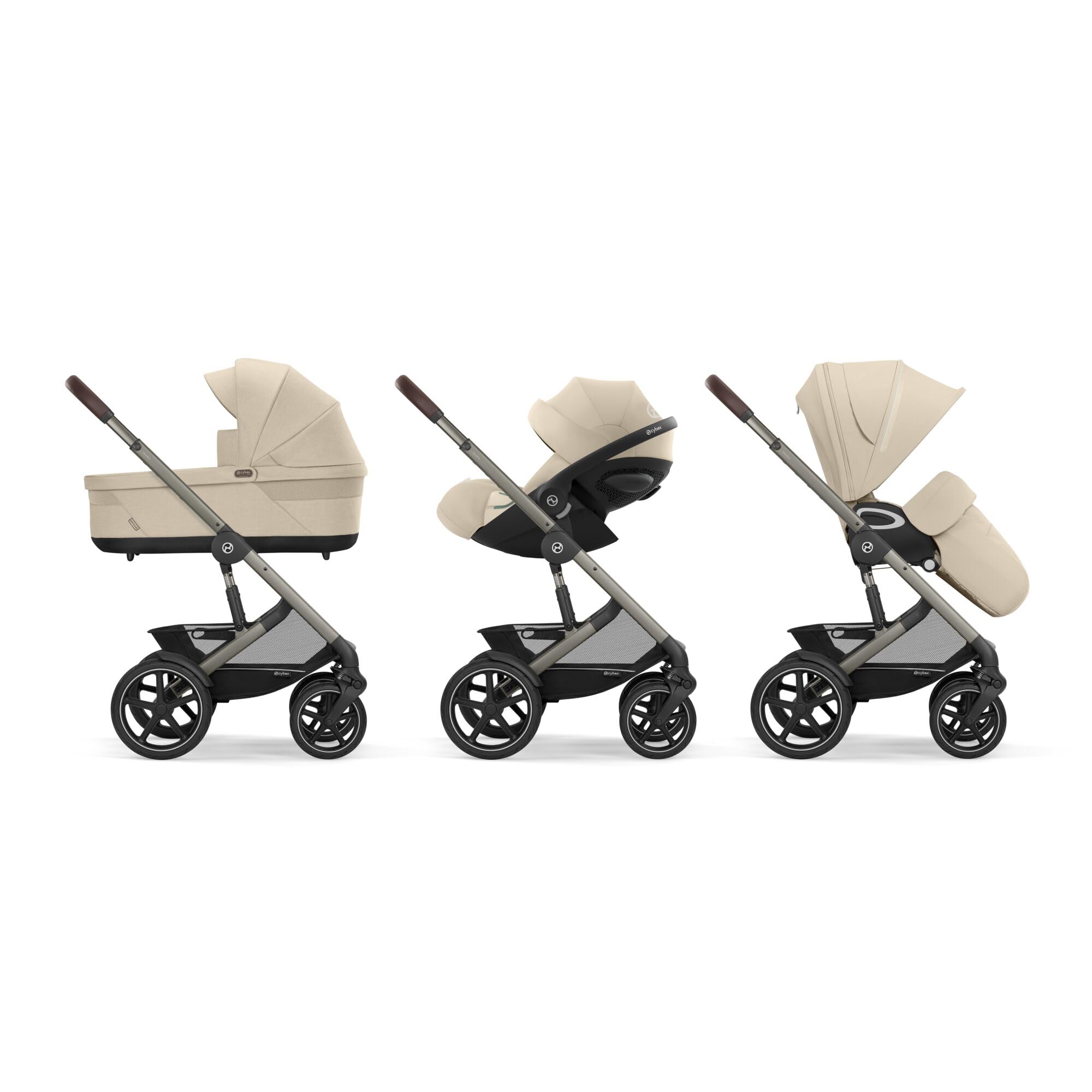 CYBEX Gold TALOS S LUX Wózek dziecięcy, Od urodzenia do 22 kg (ok. 4 lata), Z zawieszeniem terenowym, regulowanym uchwytem i ergonomiczną pozycją leżącą, Almond Beige