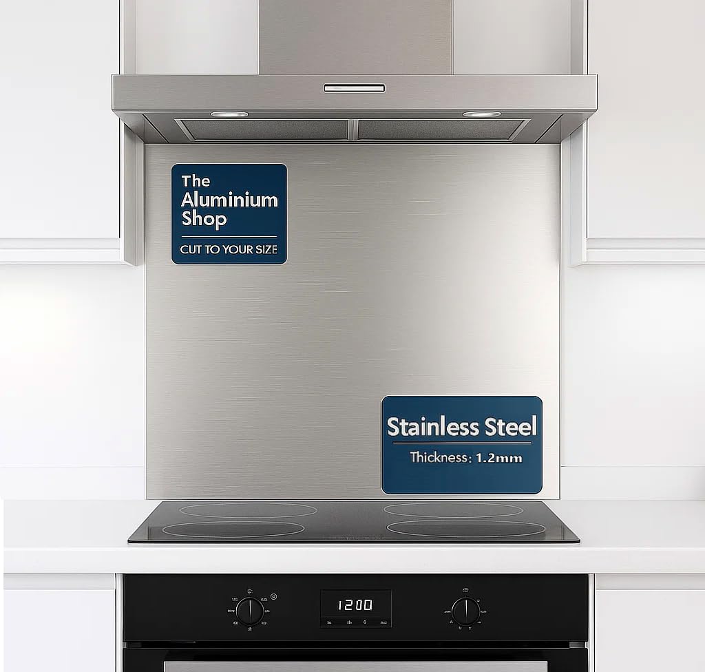 Stainless Steel 1.2mm Thick Brushed Kitchen Splashback (600mm x 750mm) [Energy Class A+++]