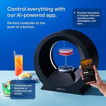 Barsys 360 Cocktail Maker Machine (Black) : Smart Margarita Machine & Home Bartender Drink Maker for Cocktails, Mixed Drinks, and Mocktails