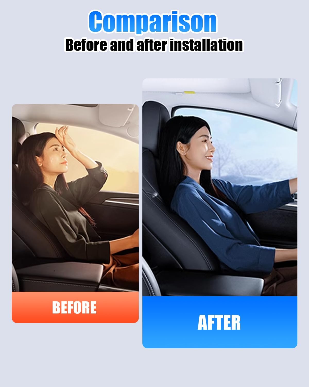 2017-2024 Model Y Sunshade Roof Sunroof Shade Windshield Sunshade, 2pcs Foldable Sunroof Shade Heat Insulation Cover Compatible with Tesla Model Y (2017-2024)