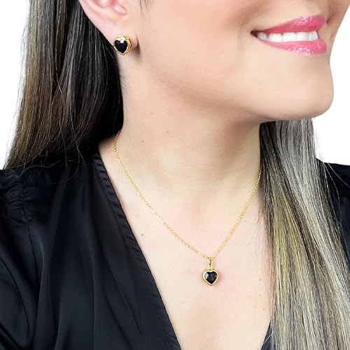Kit Colar E Brinco Pingente Coração Feminino Delicado Folheado Dourado Conjunto Perfeito Para Presen