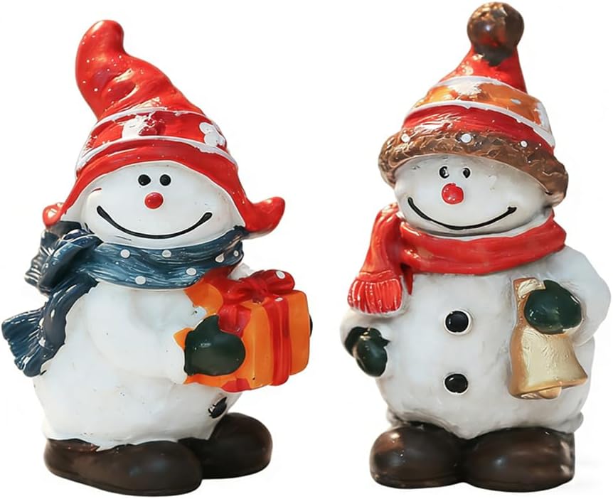 IMENE 4 PCS Mini Santa Claus,Snowmen Figurines Resin Santa Figurines Christmas Miniatures Ornament Christmas Santa Claus Decorations for Xmas Party Supplies (Snowmen)