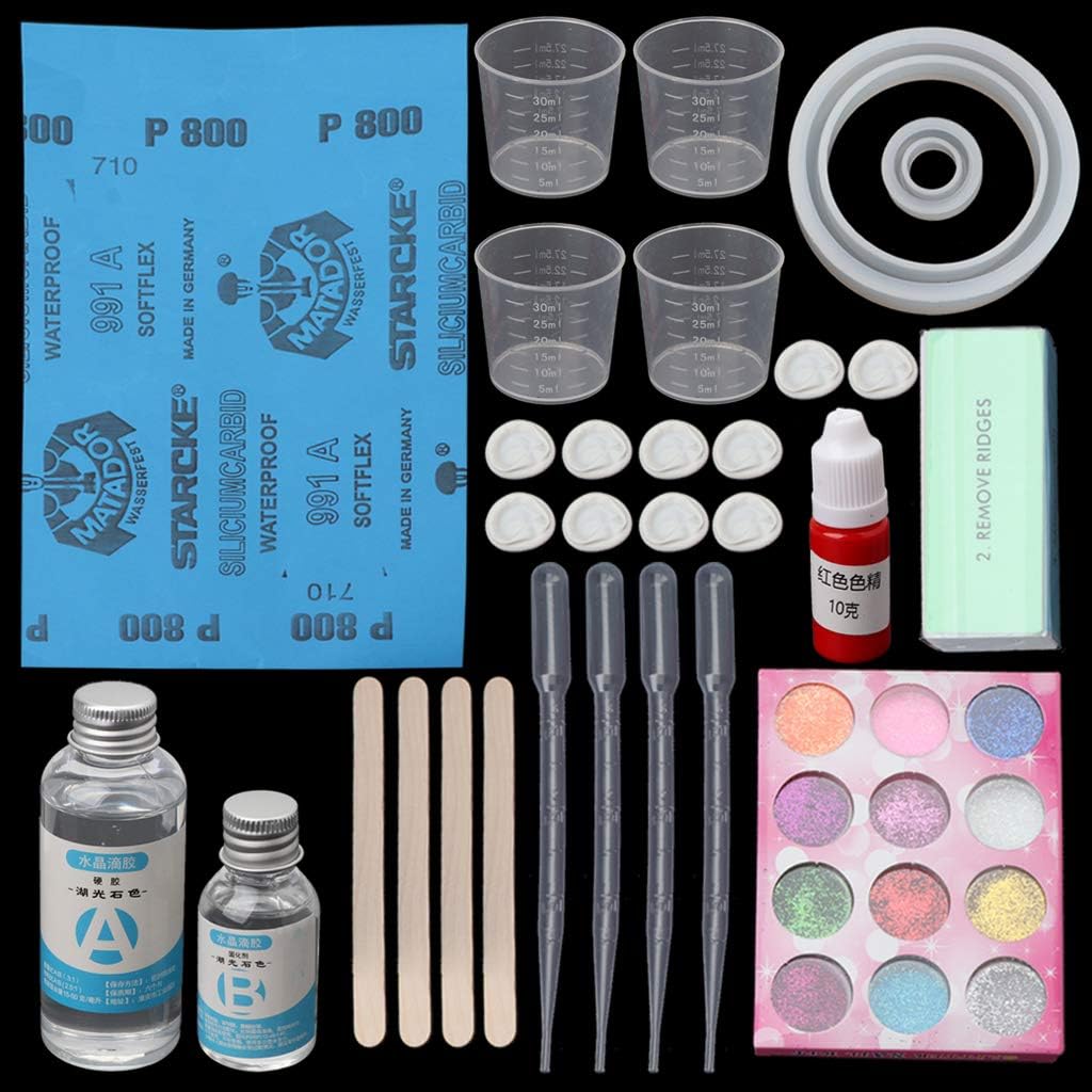 Dchaochao Silicone Mold DIY Epoxy Resin Crafts Set,Jewelry Making Tool Kit with Resin AB Glue