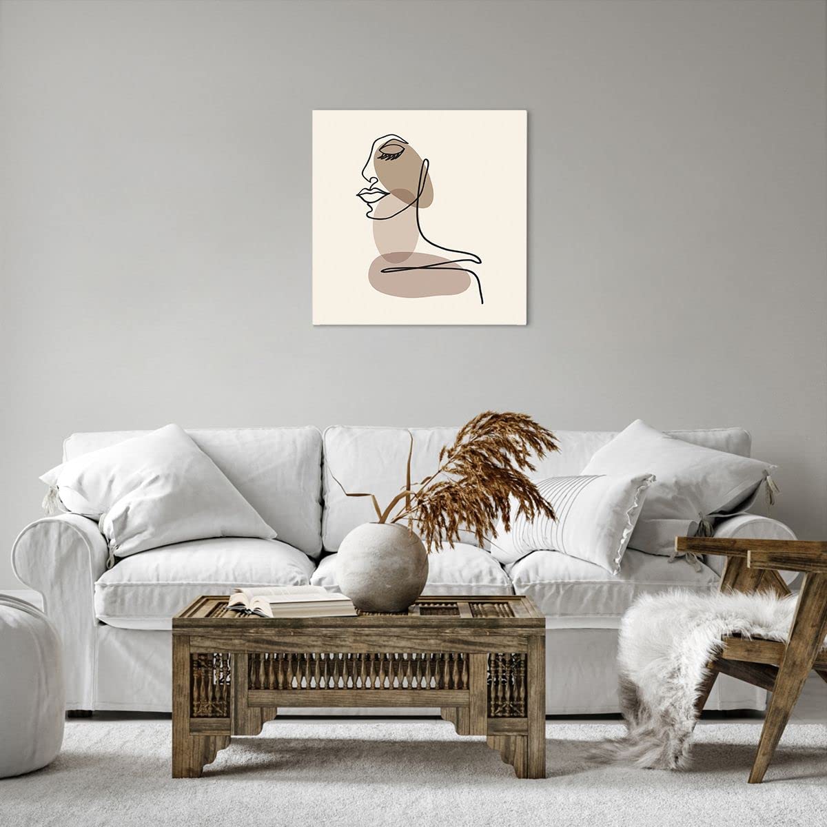 Tableau Sur Toile Moderne Boho 70x50cm - Décoration Murale Art Abstrait Pour Salon, Chambre Ou Cuisine