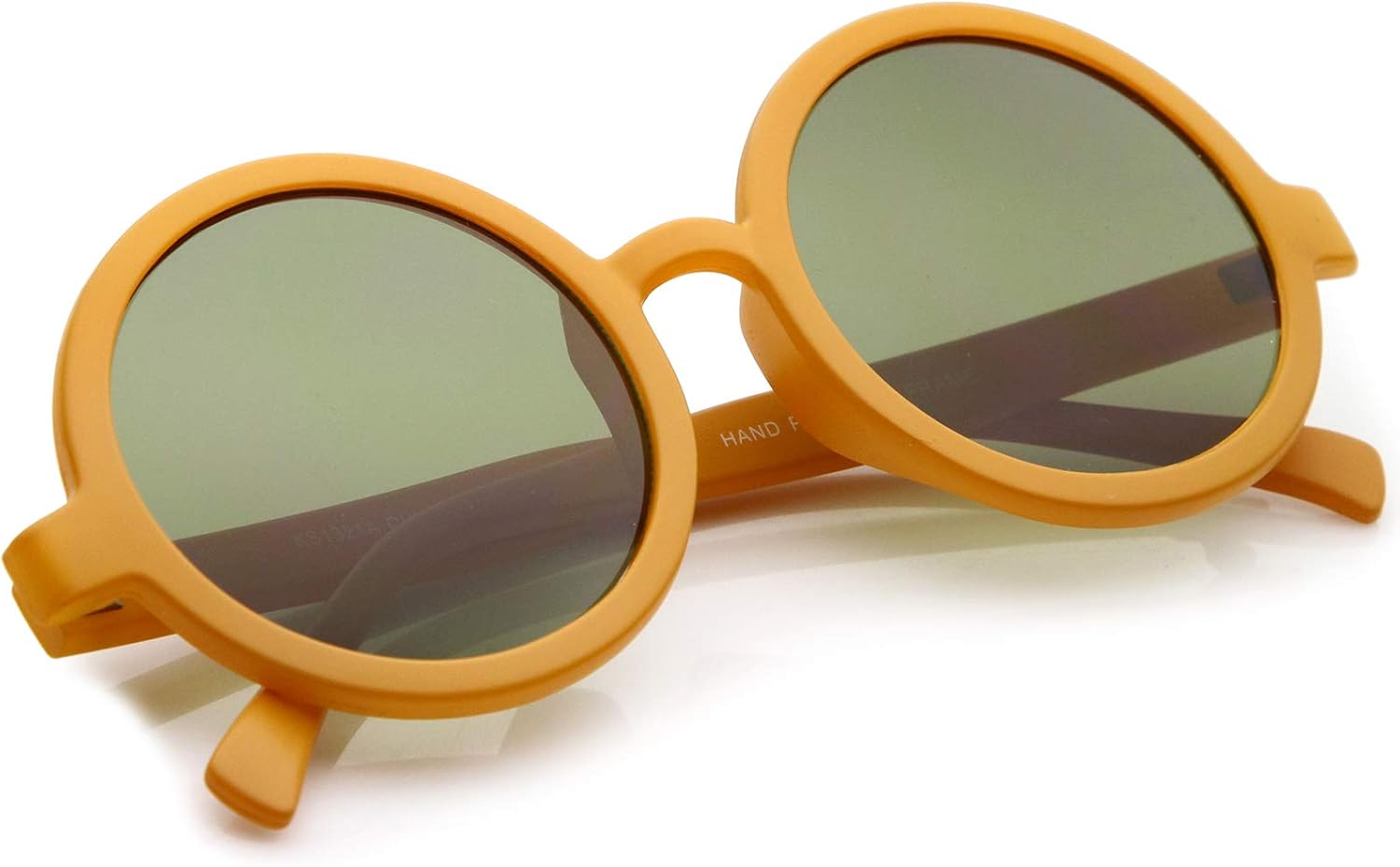 zeroUV Trendy Round Retro Sunglasses for Women, UV400 Vintage Horn Rimmed Neutral-Colored Lens 52mm (MatteOrange/Green) - Image 4