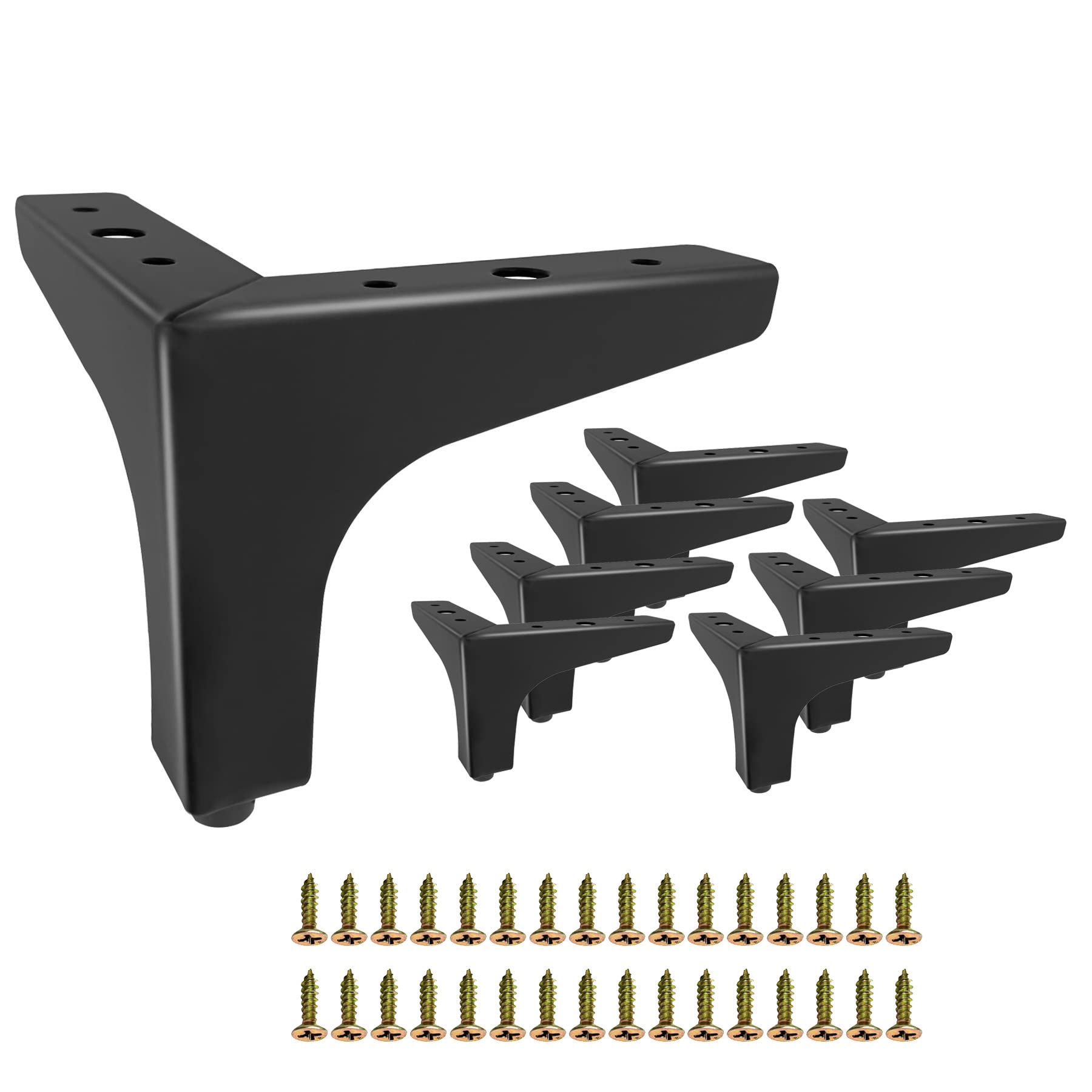 Taelakeni Set of 8 Metal Furniture Sofa Legs, 4 Inch Cabinet Dresser Sofa Feet Leg, Including Screws, Black
