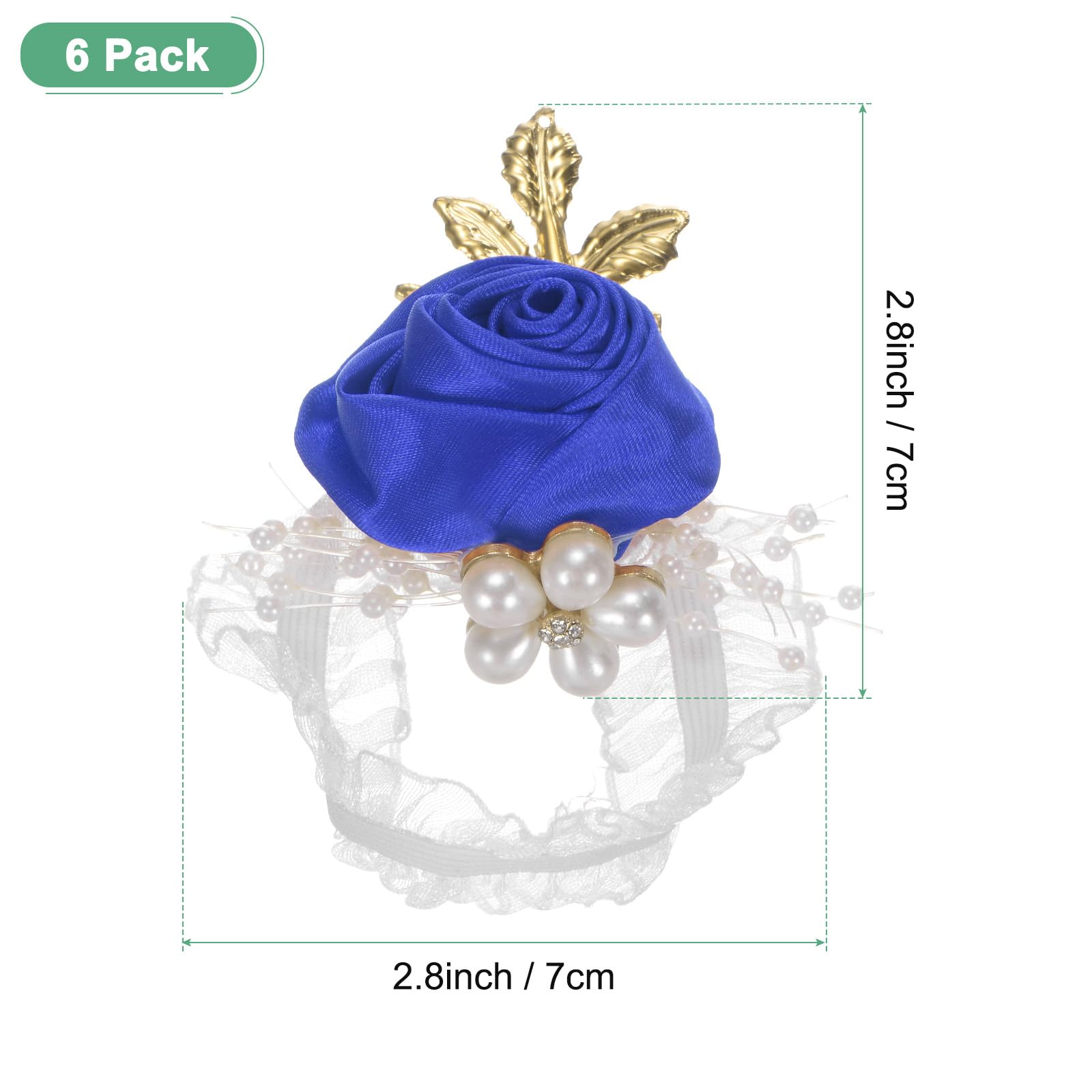 M METERXITY 6-Pack Wrist Corsage Bracelets, Artificial Flower Corsage Wristlets for Wedding/Prom/Party - Image 3