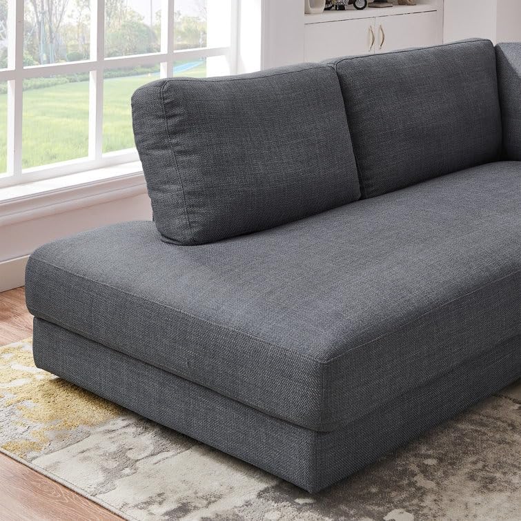 Image of Andraz 5 Seater Fabric L Shaped Sectional Sofa Set for Living Room (Grey)