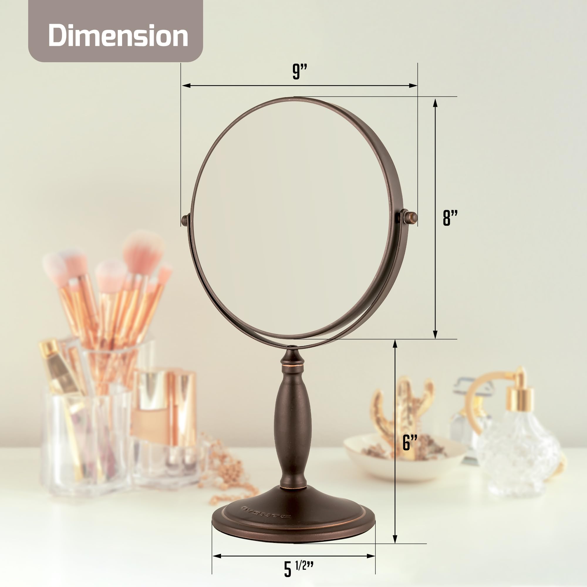 Vintage Vanity Set - Swivel Double sides mirror (normal/magnifying) and brush Double-Sided Makeup Mirrors at Lowes.com main image 3