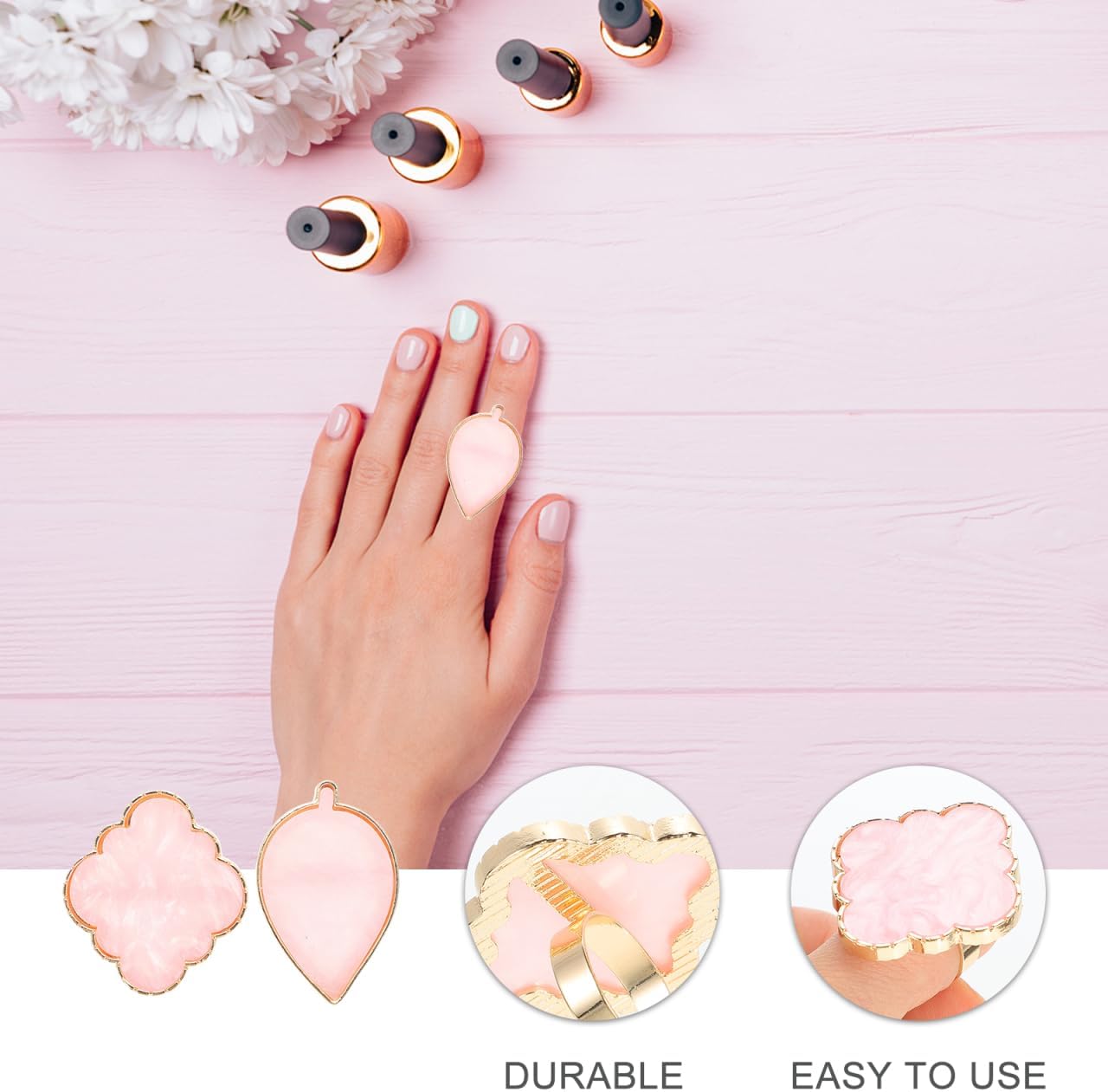 Nail Polish Palette Ring 20 Pcs Adjustable Size Acrylic Nail Art Mixing Tray Portable Manicure Salon Color Mixing Dish