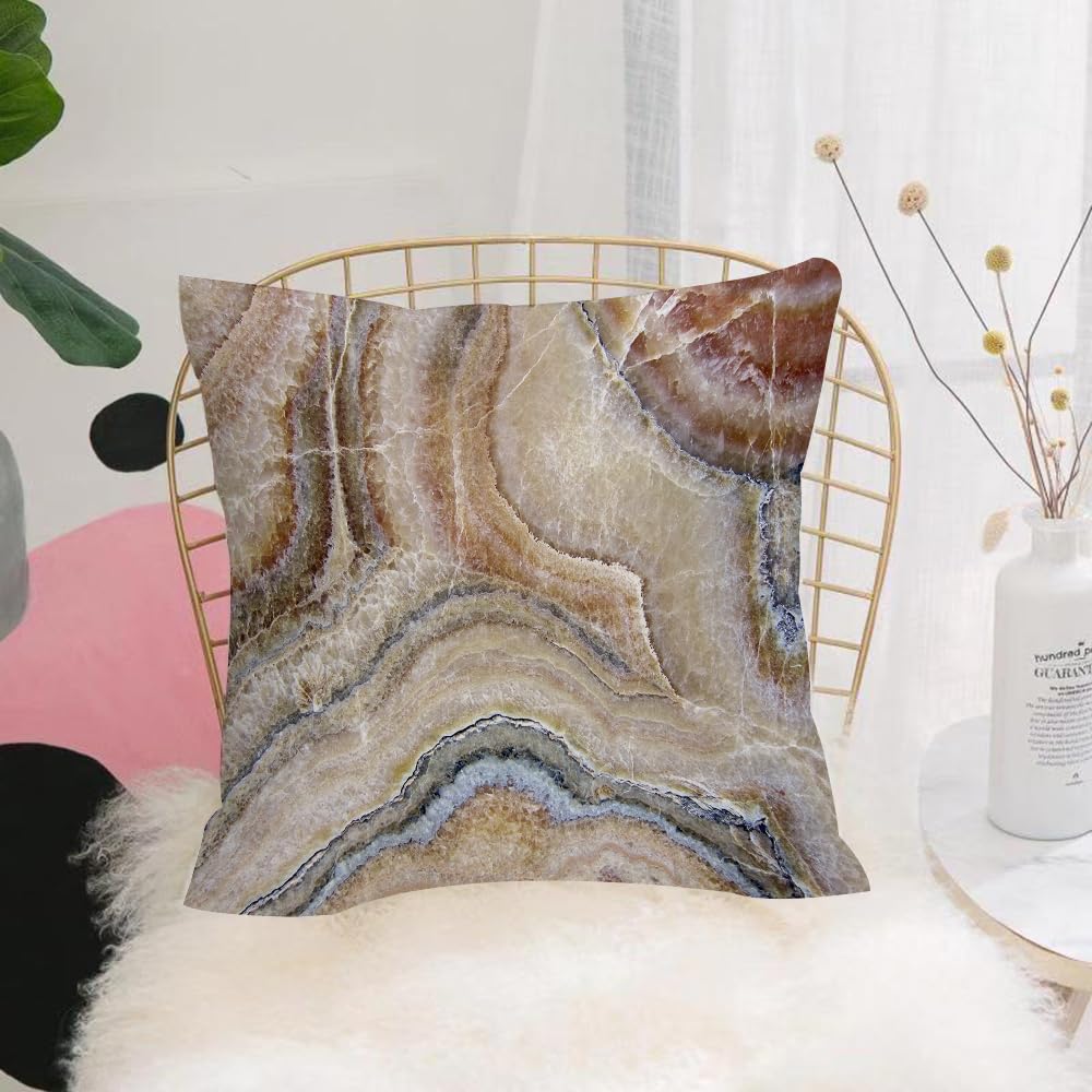 HYMSXW Cushion Cover,Throw Pillow Case Home Decorative for Living Room Bedroom Sofa Chair 20X20 Inch,Marble, Surreal Onyx Stone surface pattern light blue Details Artistic picture,Pillowcase 50X50cm