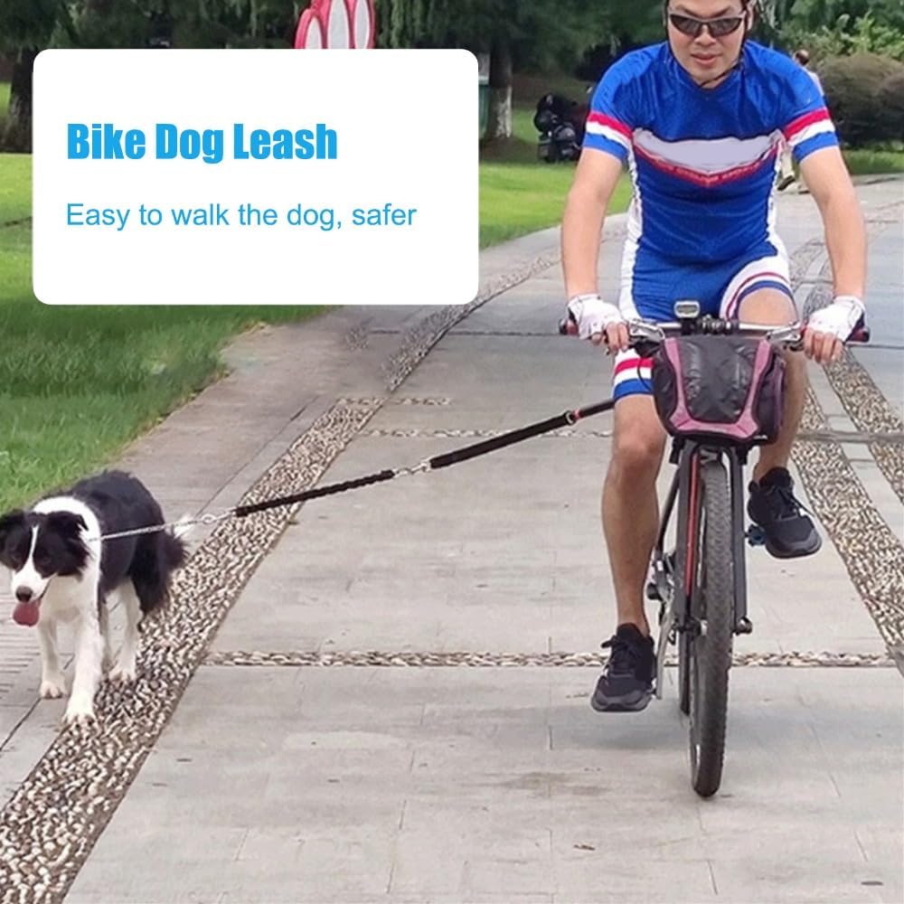 Chiffonadeバイクドッグリーシュ、格納式ナイロン製犬用自転車リーシュ、サイクリング、ジョギング、トレーニング用のアタッチメン