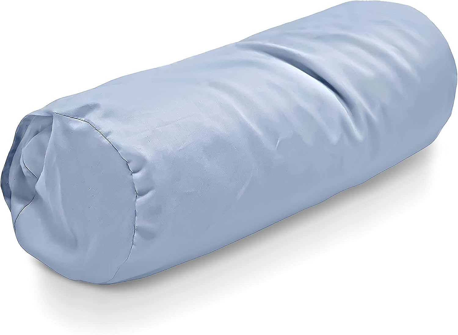 Cotton Neck Roll Pillowcase - Hypoallergenic and Smooth Natural Fabric Pillow Protector - Soft and Breathable Sateen Weave Pillow Cover with Enclosed Sleeve Design - Made in USA - Blue, 6" x 16"