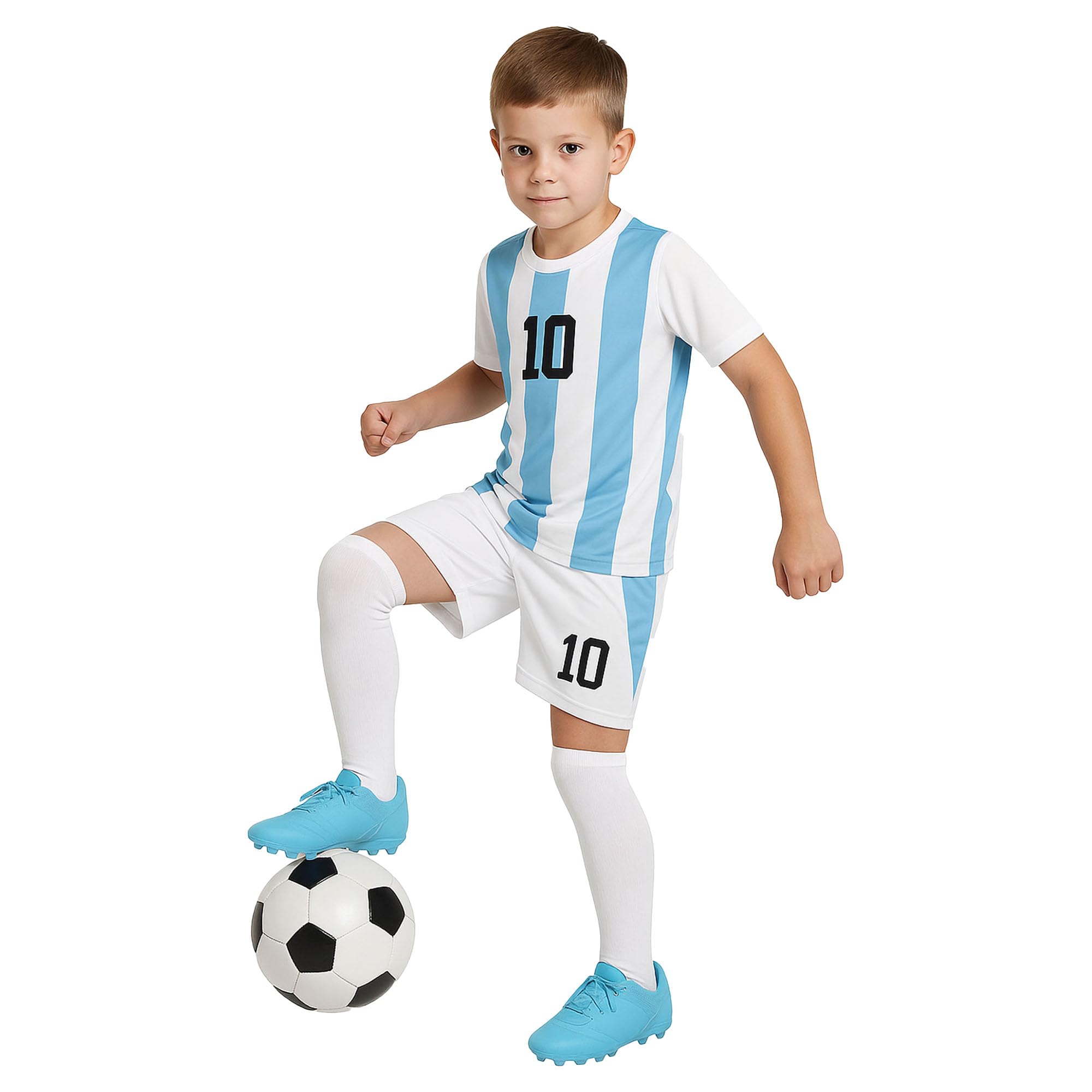 Sports Soccer Football Argen Jersey Messi 10 Home Away Kit Jersey Set T-Shirt with Shorts (Kid's,Boy's & Men)-picture-14