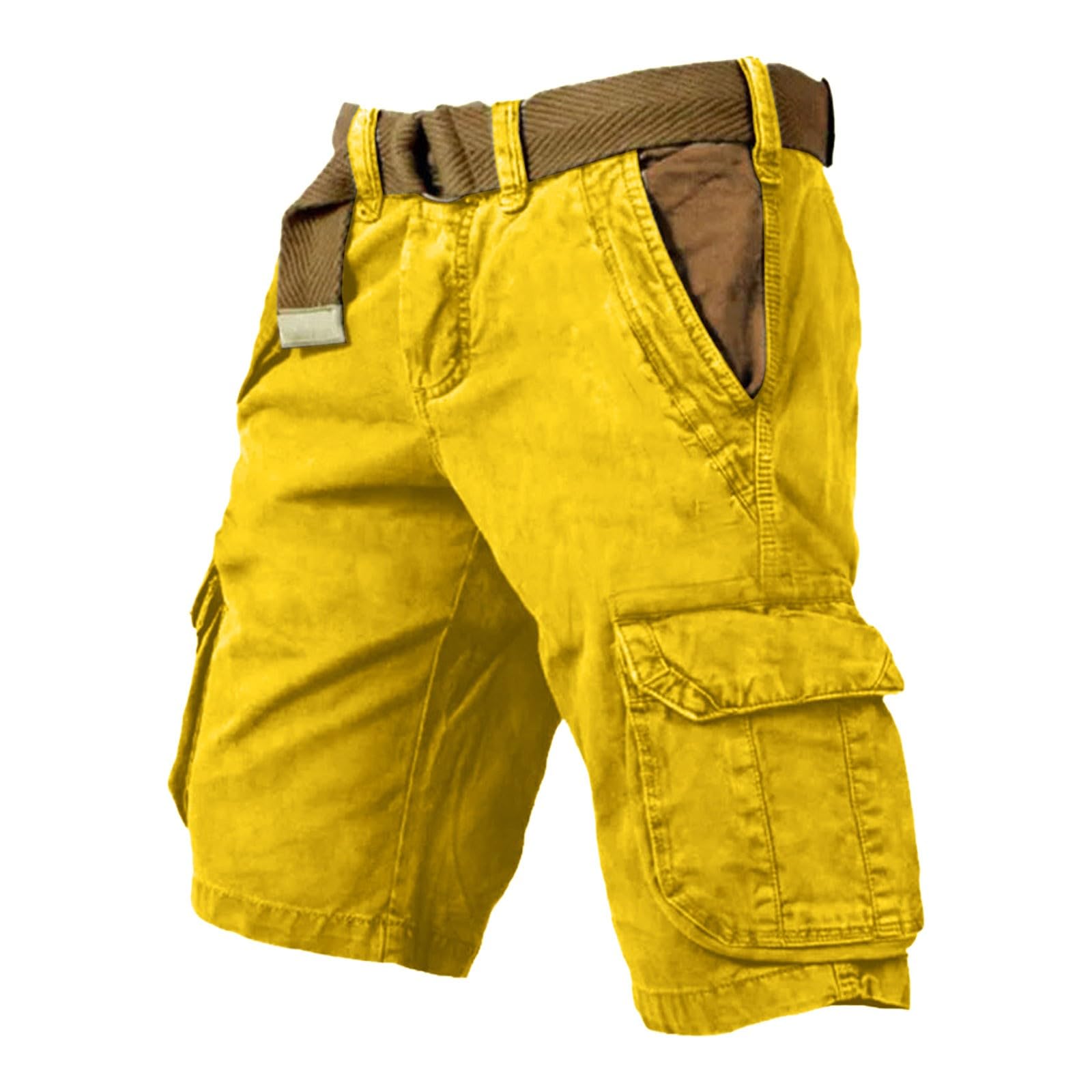 Bermuda Short Cargo Homme Grande Taille Ceinture Elastique Multi-Poches Travail Militaire Sport Randonnée Eté