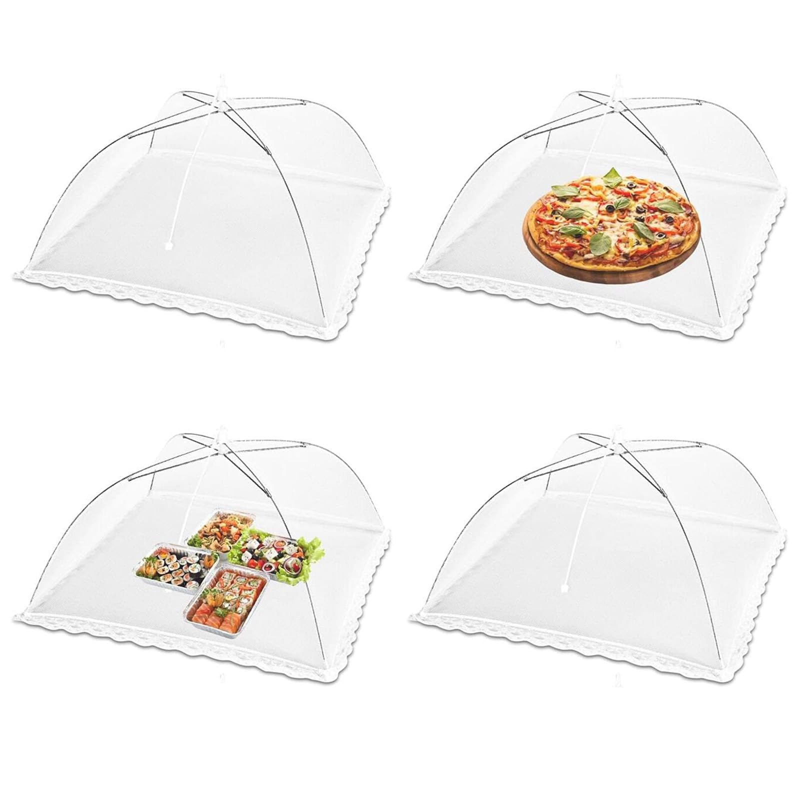 4PCS Food Covers, 12 Inch Food Cover Mesh Pop Up for Outdoors, Collapsible Reusable Food Covers, for Outdoor Camping Picnics Parties BBQ to Keep Out Flies Bugs Mosquitoes