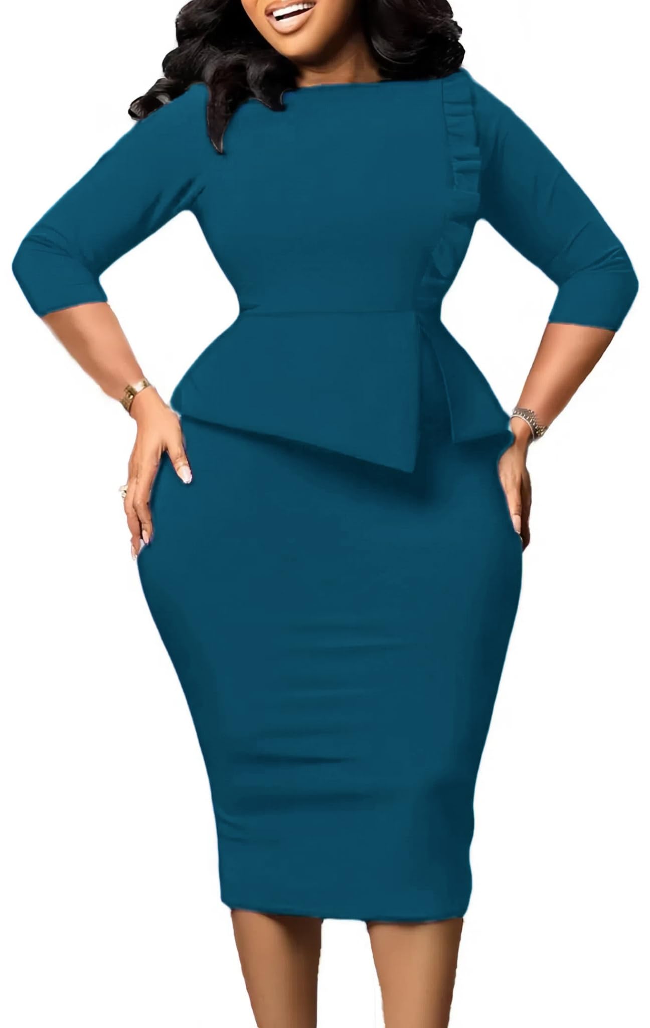 Midi Dress for Women Elegance Church Dresses Office Work Bodycon Pencil Dress Casual Spring and Autumn Business Outfits