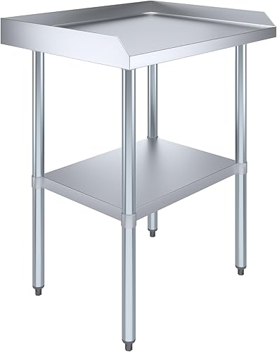 Miniatura 7 de AmGood Mesa de trabajo comercial con salpicaduras y salpicaduras laterales  Altura 35 pulgadas  Mesa de preparación de acero inoxidable para cocina,
