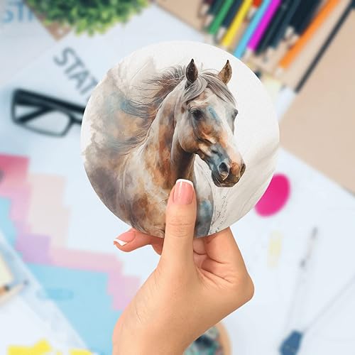 Miniatura 4 de Paquete de 6 posavasos de cerámica de caballo con base de corcho, regalos de inauguración de la casa para mujeres y adultos, mesa de café,