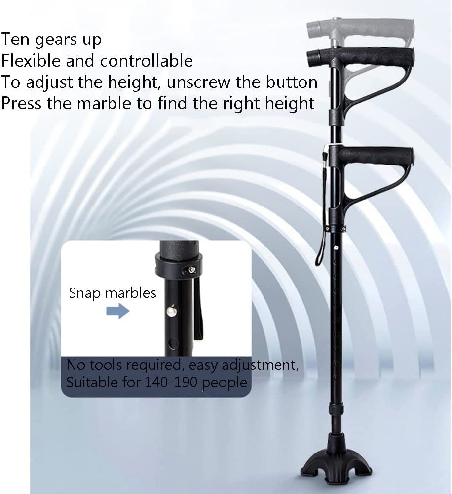Stampelle da passeggio Stampelle mediche per l'avambraccio con bastoncini da passeggio regolabili in alluminio leggero a led Ausilio per la mobilità bilanciato telescopico leggero per anziani e adul