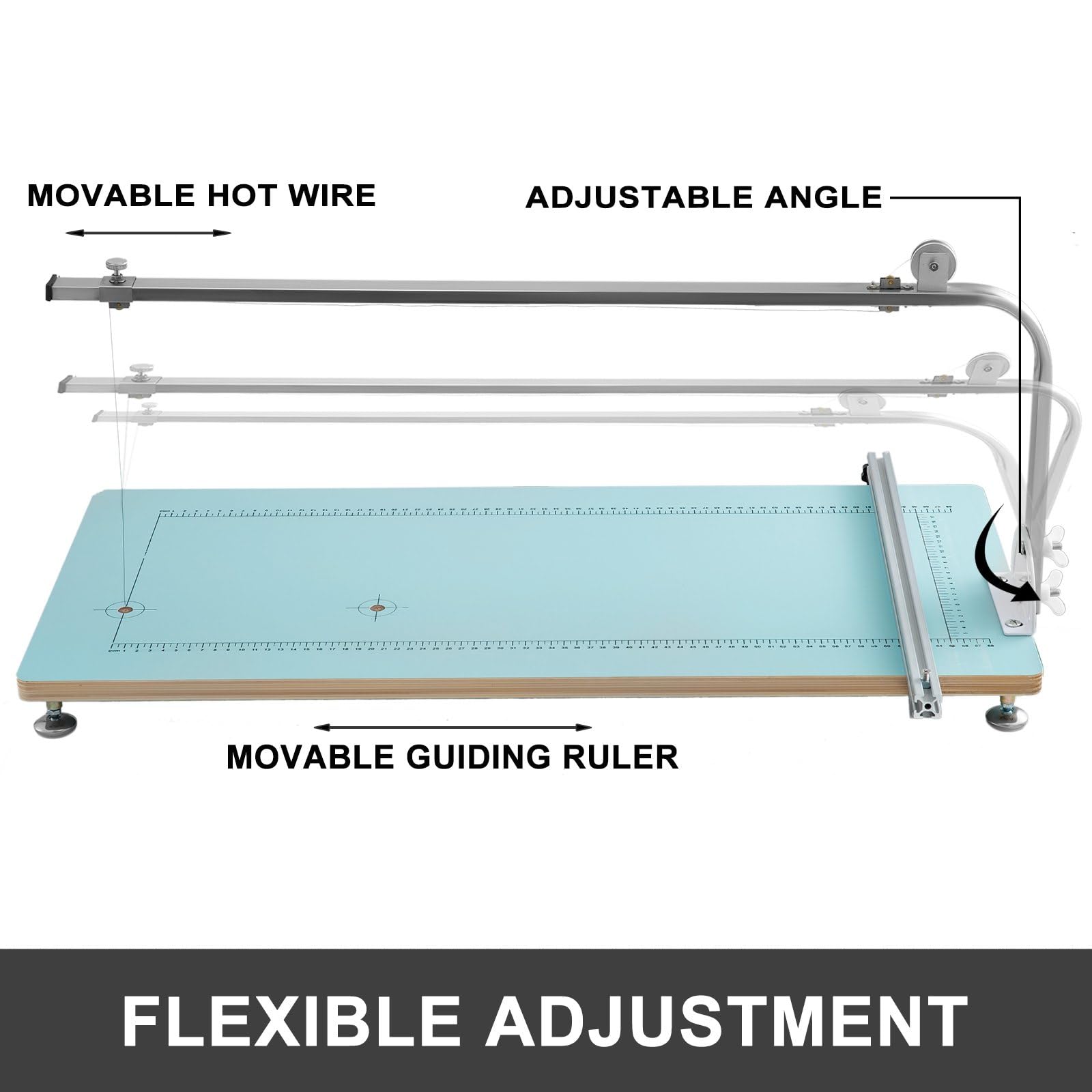 20CM Heißer Draht-Schaumschneider mit einstellbarer Temperatur, 58 x 33 cm Werkbank aus feuerfestem MDF, 46cm Schnittbreite, 25cm Höhenmax, 10-240V
