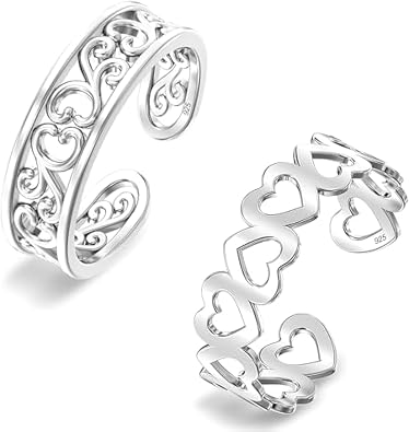 LeCalla 925 Sterling Silver Minimalist Toe Rings Set Simple Open Adjustable Toe-Rings for Women