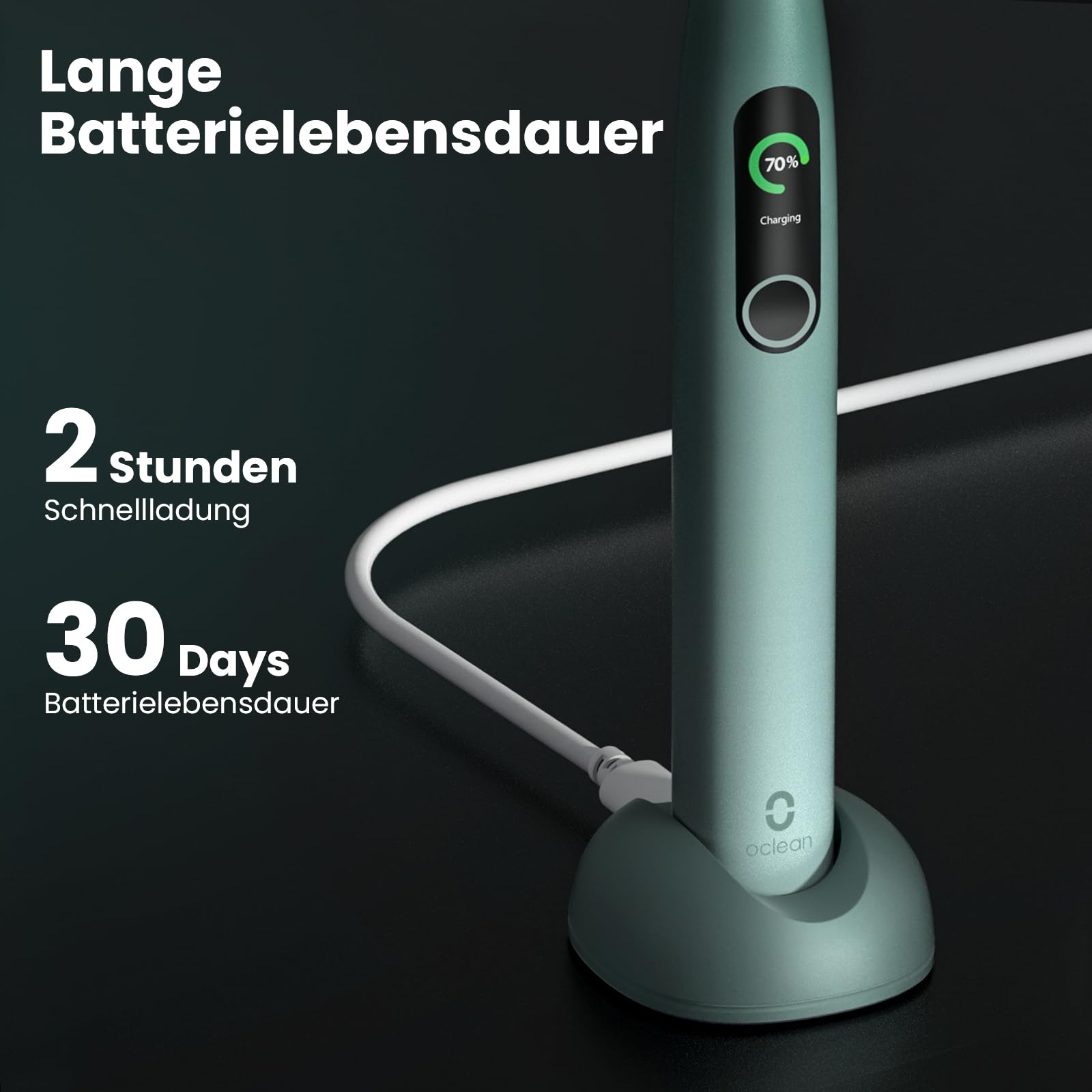 Oclean X Pro, Smart Sonic, elektrische Schallzahnbürste, 3 Putzprogramme mit Weißning, kabelloses Schnellladen für 30-Tage-Nutzung, Anti-Schimmel Design, Wasserdicht nach IPX7 – Grün