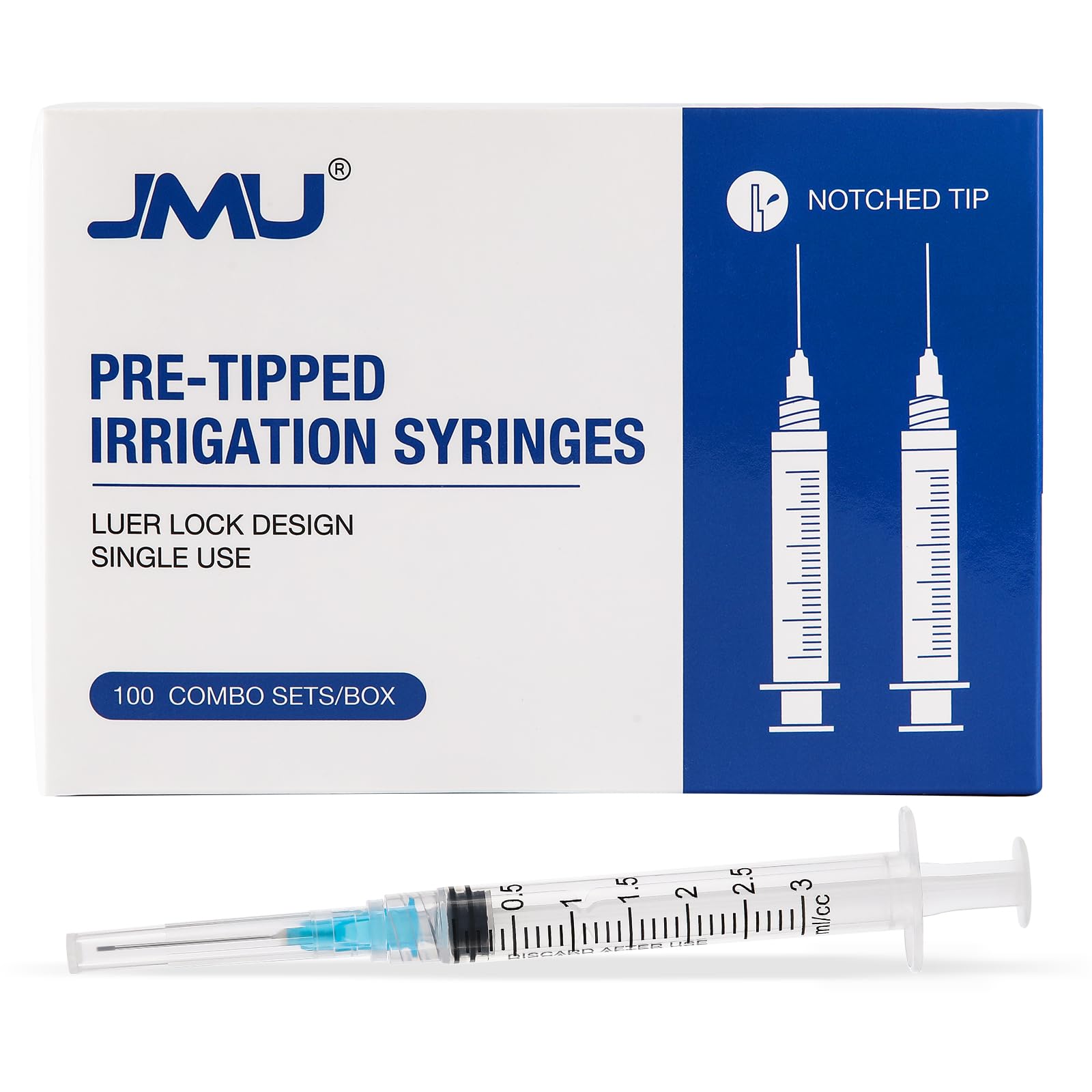 JMU 100pcs Dental Irrigation Syringes 3cc with 27G Blunt Dispensing Endodontic Irrigarion Needles, Luer Lock Design (Pack of 2) — Amazon image 10