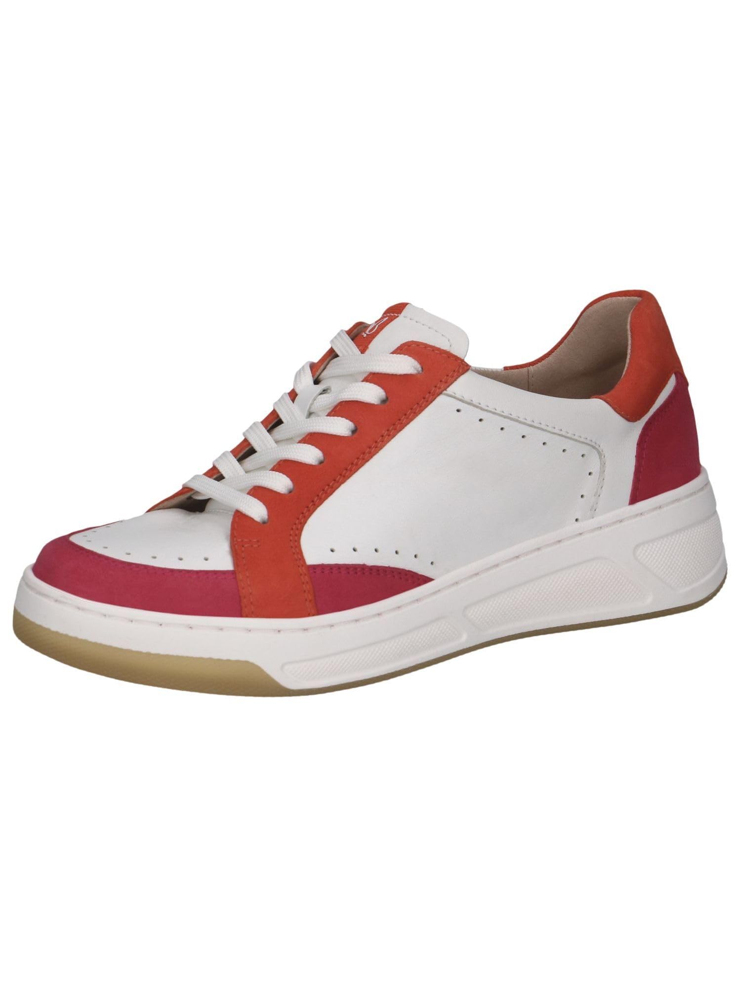 CAPRICE Women's Flat Leather Sneakers Low Top, White (White Comb), 7.5 UK